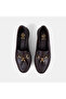 Women's Brown Metal Buckle Tasseled Leather Loafer - 6