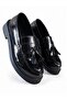 Women's Loafer Casual Thick-Soled Tassel Shoes-Black Patent Leather - 4