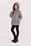 Girl's Winter Hooded Buttoned Lined Vertical Striped Plush Coat Ak4510 - 3
