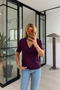 Premium Series V-Neck Plum Tshirt - 3