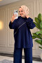 6355 - Stylish, Comfortable, Loose Viscose Soft Interlock Fabric Women's Set with Cross Zipper Detail - 5