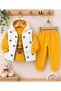 Boy-Girl (Unisex) Baby Bee Patterned Hooded Inflatable Vest 3-Piece Seasonal Cotton Set - 3