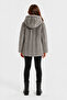 Girl's Winter Hooded Buttoned Lined Vertical Striped Plush Coat Ak4510 - 4