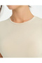 Women's Cream Ecovero ™   Viscose Crew Neck Short Sleeve Basic T-Shirt with Logo Detail - 3