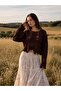 Colette Floral Motif Openwork Crochet Sweater Women's Brown - 6