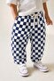 Children's Cotton 3 Thread Fabric Checkered Sweatpants - 2