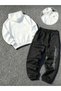 Unisex Women's and Men's Gothıc Letter Text Printed Oversize 3 Thread Hooded Hoodie and Jogger Sweatpants - 2