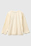 Boy's Cream Long Sleeve T-Shirt with Embroidered Front - 2