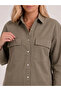 Women's Khaki Snap Fastener Double Pocket Comfortable Fit Shirt - 6