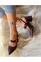 Veroni̇ka Brown Patent Leather 2-Strap Short Heel Sandals - 3