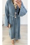 Molly Nelly Women's Star Buttoned Long Denim Tunic Cap - 2