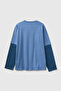 Boy's Blue Front Printed Long Sleeve T-Shirt - 2
