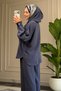 6606 - Stylish Comfortable Modal Soft Knitted Fabric Loose Hooded and Cuff Detail Women's Set - 3