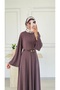 Molly Nelly Women's Parted Comfortable Belted Long Dress - 4
