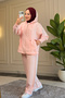 6606 - Stylish Comfortable Modal Soft Knitted Fabric Loose Hooded and Cuff Detail Women's Set - 5