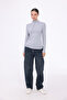 Asymmetrical Seam Detail Stand-Up Collar Long Sleeve Bluz