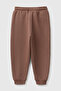 Boy's Brown Ribbed Drawstring Sweatpants with Embroidered Logo on the Front - 2