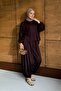 Women's Hooded Two-Piece Set with Elastic Waist and Cuffs, Brown