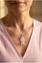 Natural Stone Steel Chain Necklace with Fish Figure - 5