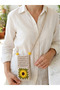 Hand Knitted Sunflower Motif Crossbody Phone Bag (with Adjustable Strap) - 3