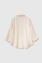 Women's Cream Soft Textured Polo Collar Long Sleeve Blouse - 2