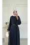Molly Nelly Women's Parted Comfortable Belted Long Dress - 3