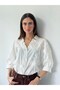 Léonie Floral Appliqué Ruffled V-Neck Shirt Women's Snow White - 2