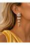 Women's Elegant Dangle Crystal Stone Pearl Detailed Evening Dress Earrings - 2