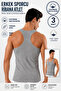 Men's Athlete Ribbed Undershirt (Tutku Authorized Seller) 3 Pieces Cotton Flexible Comfortable – Gray
