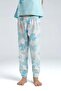 Mother-Daughter Butterfly Patterned Cotton Pajama Set Light Blue - 2