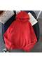 Unisex Red Hooded Sweatshirt - Oversized with Playing Cards Printed on the Back - 2