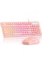 Pink Gaming Keyboard and Mouse Combo, GK980 Wired Backlit Keyboard, Adjustable DPI Mouse for PC/Laptop/MAC