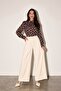 Coffee-Ecru High Neck Cuffed Blouse - 2