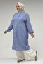 68072 Plus Size High-Neck Buttoned Tunic - Pitikare Cobalt Blue - 4