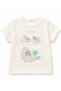 Baby Dinosaur Printed Crew Neck Short Sleeve T-Shirt 0-6 Years Beige