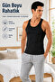 Men's Athlete Ribbed Undershirt (Tutku Authorized Seller) 3 Pieces Cotton Flexible Comfortable – Black - 4