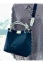 Women's Original Navy Blue Red New Season Large Size Soft Leather Handbag - 2