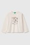 Girl's ecru long sleeve t-shirt with front print