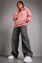 Women's Oversize Zippered Hooded Three-Thread Sweatshirt Cardigan My3535 - 2