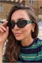 Melinda Cat Eye Green-Black Framed Black Ultra Light Uv400 Filtered Women's Sunglasses - 2