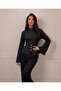High Collar Spanish Sleeve Gold Buttoned Peplum Blouse - 4