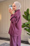 6628 - Stylish, Comfortable, Loose Viscose Soft Interlock Fabric Women's Set with Stripe Detail - 5
