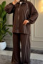 6628 - Stylish, Comfortable, Loose Viscose Soft Interlock Fabric Women's Set with Stripe Detail - 7
