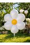 Large Daisy Foil Balloon 110X90 cm White Yellow – Helium and Air Compatible Giant Flower Balloon Party Decoration
