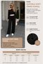 Women's 3-Piece Set Oversized Boat Neck Long Sleeve Blouse, Halter Neck Tank Top and Elastic Waist Wide Leg Pants Set - 6
