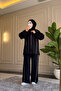 6628 - Stylish, Comfortable, Loose Viscose Soft Interlock Fabric Women's Set with Stripe Detail - 6