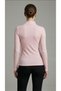 Women's Powder Pink Ribbed Fabric High-Neck Long-Sleeved Blouse with Front Seam Detail - 5