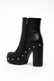 Claudia Black Women's Casual Studded Detailed Stylish Flat Round Toe High Padded Sole Boots Bootie
