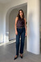Luna Kemerli̇ Wide Leg Jean- Dark Navy Blue - 5
