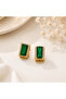 Green Stone Baguette Earrings
